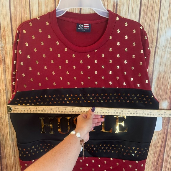 Phat Farm Men’s Short Sleeve Hustle Foil Print with Dollar Signs T-Shirt Size L - Picture 4 of 11